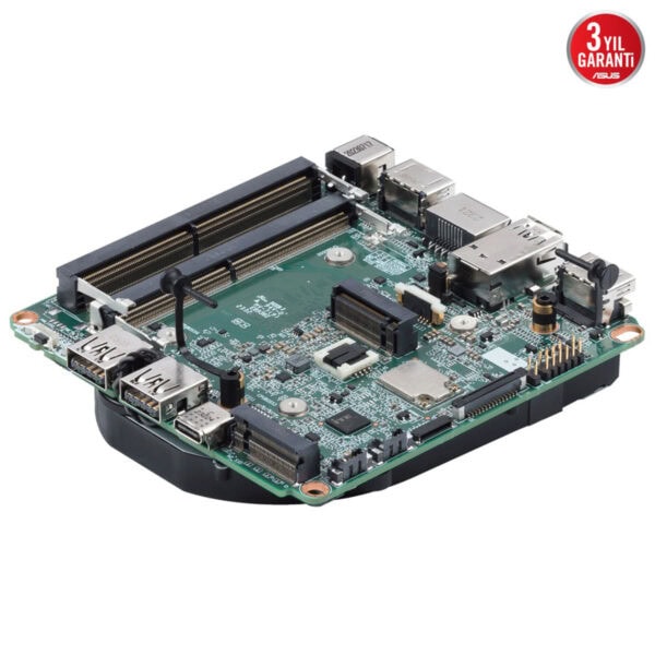 Görüntüde mini bilgisayar anakartı, yüksek performans ve geniş bağlantı seçenekleri ile detaylı yapıya sahip. İşlemci, RAM, USB ve Ethernet portları ile çeşitli bileşenleri bağlamaya uygun tasarım. Gaming ve teknolojik ürünler alanında optimize edilmiş, yüksek kalitede anakart.