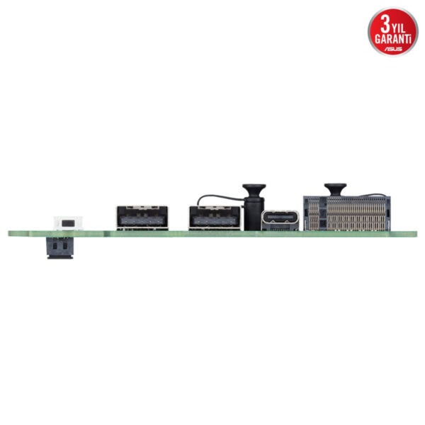 Bir devre kartında USB portları, soğutucu ve diğer elektronik bileşenler bulunuyor, gaming ve teknoloji ile ilgili ürünler.