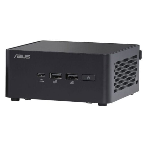 Usb bağlantı noktası bulunan küçük siyah bilgisayar kasası.