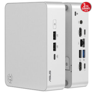 Yüksek çözünürlüklü ASUS NUC mini bilgisayar, çeşitli USB portları, HDMI çıkışı ve hızlı bağlantı seçenekleri ile güçlü performans sunar.