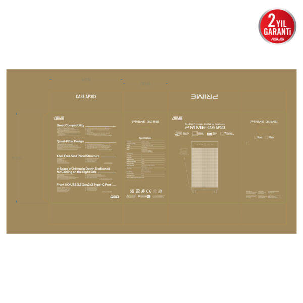 Asus Prime Ap303 Beyaz Mesh Panel 1x120m Fan Usb 3.2 Mid Tower Atx Gaming Kasa 19