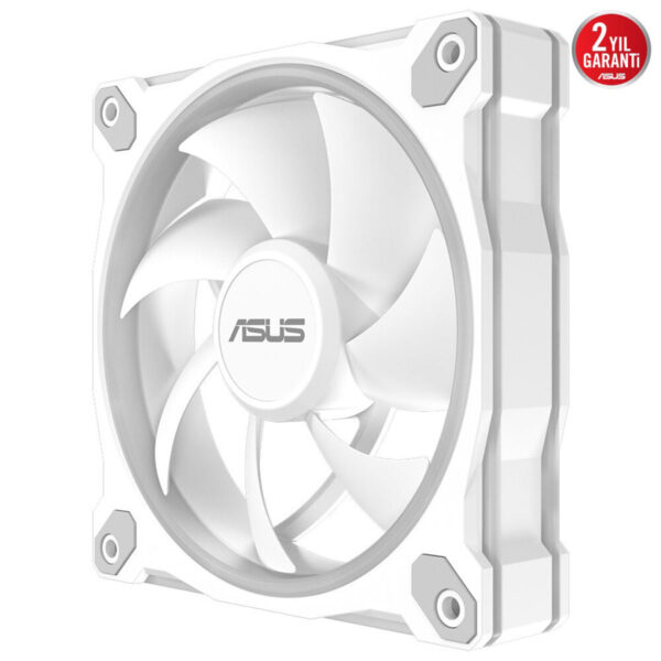 Yüksek performanslı Asus bilgisayar kasası ve soğutucu fan, şık beyaz renk ve dayanıklı yapı, 2 yıl garanti ile oyun ve bilgisayar bileşenleri için ideal tercih.