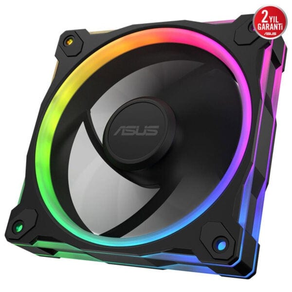 Yüksek performanslı ASUS RGB gaming CPU fanı, RGB aydınlatmalı ve sessiz soğutma sağlayan, oyun ve bilgisayar donanımı için tasarlanmış kuvvetli soğutucu.