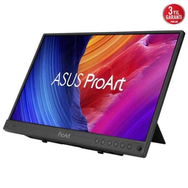 Yüksek çözünürlüklü ASUS ProArt taşınabilir ekran monitörü, profesyonel grafik tasarım ve oyun performansı için ideal, geniş ekran ve üstün renk doğruluğu özellikleriyle öne çıkar.