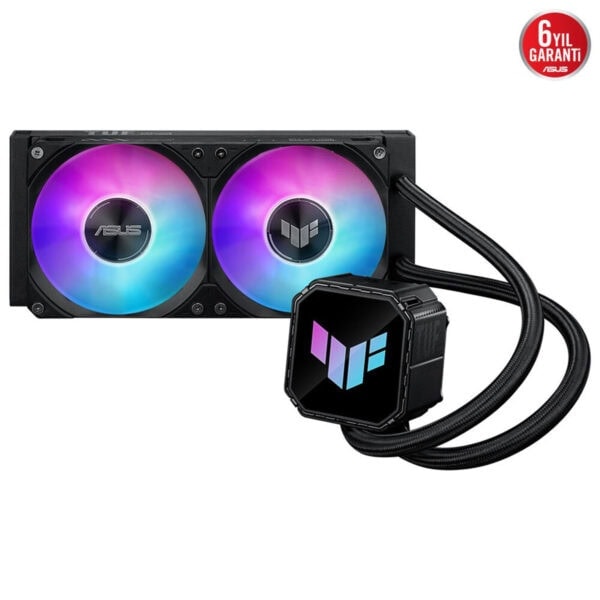 Yüksek performanslı ASUS sıvı soğutucu CPU soğutucu, RGB aydınlatmalı fanlar ve gelişmiş soğutma teknolojisi ile gaming ve bilgisayar performansını artırmak için tasarlanmıştır.