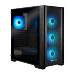 Enermax marka bilgisayar kasası, ön panelde üç mavi LED'li fan ve iç kısmında bir fan ile iyi soğutma sağlıyor.