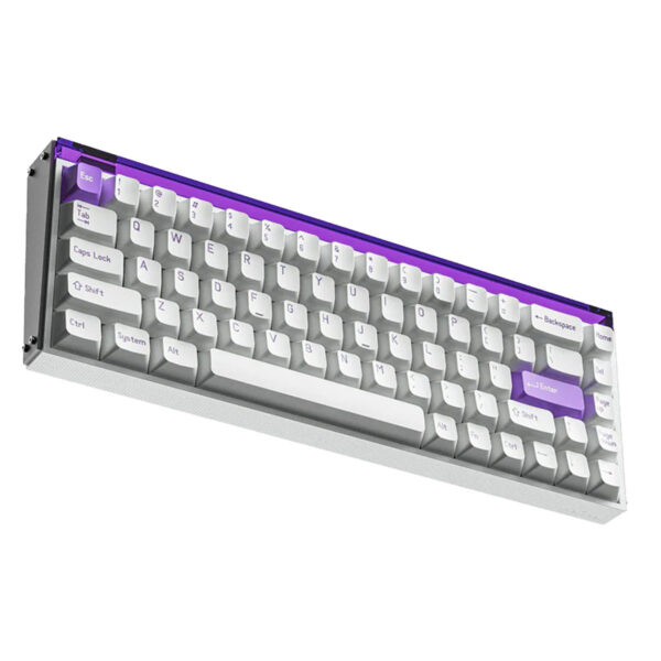 Yüksek kaliteli beyaz ve mor ışıklı yarışma klavyesi, oyun ve yazı yazma deneyimini artırır. Kompakt tasarımıyla masa düzenine uyum sağlar, ergonomik ve dayanıklıdır.