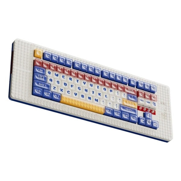 Sanal klavye lego tarzı oyuncu klavyesi, renkli tuşlar ve detaylı tasarım, bilgisayar oyunları ve eğlence için eğlenceli aksesuar, renkli ve dekoratif bilgisayar klavye, eğlenceli oyuncu klavye görseli.