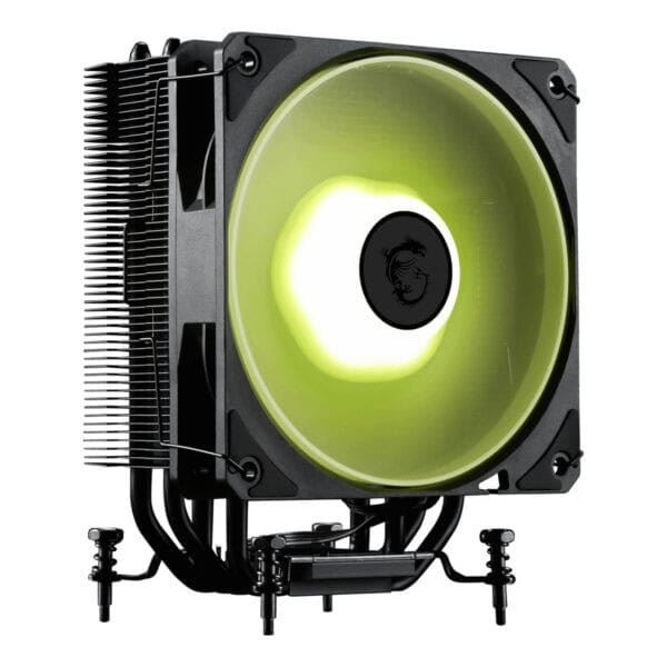 Yüksek performanslı bilgisayar işlemcisi soğutucu fanı, gaming ve bilgisayar donanımı ile uyumlu, LED ışıklandırmalı ve yüksek soğutma kapasitesi sağlayan tasarım.
