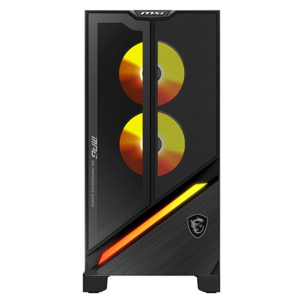 Yüksek performanslı MSI oyun bilgisayarı kasası, LED ışıklandırmalı ve çift fanlı soğutucu ile güçlü gaming sistemleri için tasarlandı.
