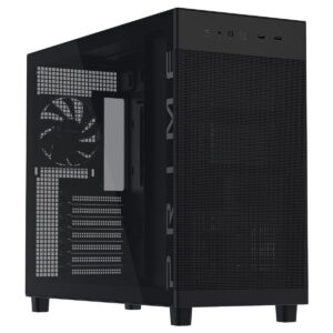 Gelişmiş oyun bilgisayarı kasası, şeffaf panel ve soğutucu fan ile modern tasarım, yüksek performanslı donanım içeriyor.