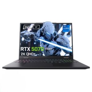 Thunderobot RZ16 gaming dizüstü bilgisayarı, 16 inç 2K QHD+ ekran, Intel Core i7-14700HX, GeForce RTX 5070 8GB, 32GB DDR5, 1TB SSD, 240Hz yenileme hızı ile yüksek performans sağlar.