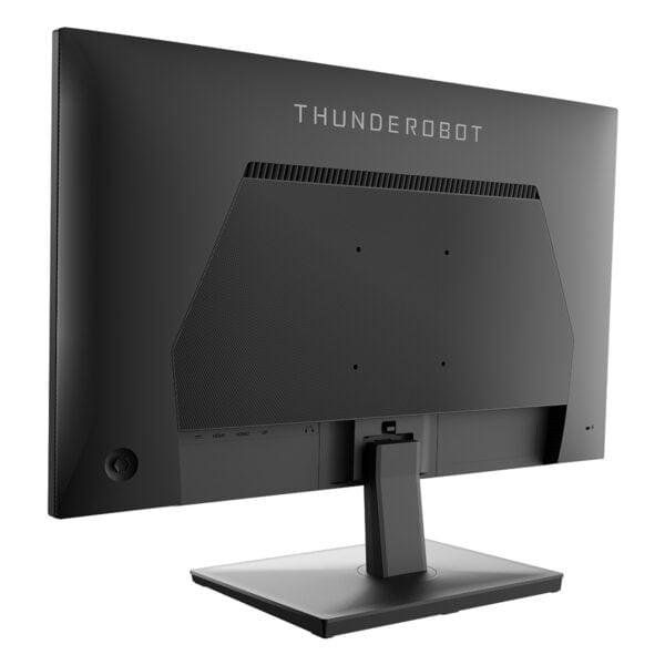 Yüksek çözünürlükte Thunderobot marka oyun monitörü arka görünüm, profesyonel oyun ve grafik tasarım için tasarlanmış, renkli RGB ışıklandırma detaylarıyla modern teknoloji ürünü.