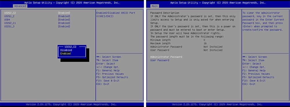 U5602_c2 güçlendirilmiş ayar ekranı, BIOSTAR anakart BIOS erişimi ve şifre ayarları, sistem güvenliği ve işletim sistemi kurulumu için ideal.