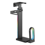 Brateck RGB Aydınlatmalı Kolay Kurulum Masa Altı-Duvar Destekli Siyah Kasa Tutucu (CPB-26R)