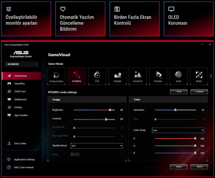 ASUS ROG Strix OLED XG34WCDG Gaming Monitör H21