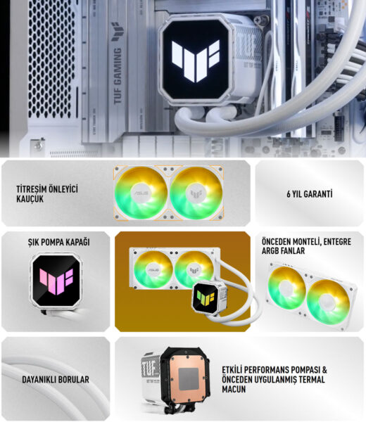 TUF Gaming LC III 240 ARGB White Edition ASUS TUF Gaming LC III 240 ARGB White Edition Sıvı Soğutucu H2