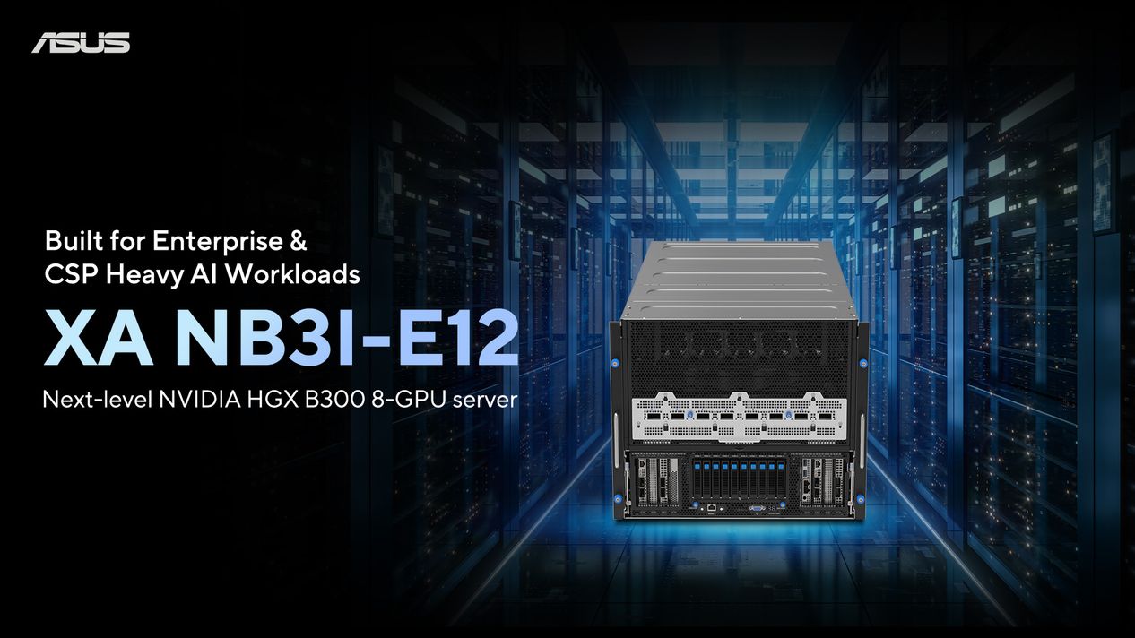 ASUS XA NB31-E12 yapay zeka ve kurumsal işler için tasarlanmış, NVIDIA HGX B300 8-GPU server, gelişmiş performans ve güç verimliliği sağlar.
