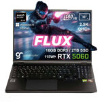 GameRaider FLUX GR16 AMD Ryzen 9-8940HX GeForce RTX 5060 8GB 115W 16GB DDR5 2TB SSD 16 inç 2.5K QHD+ 180Hz W11 Home Gaming Laptop - Çanta Hediyeli