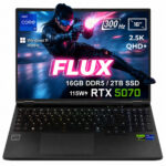 GameRaider FLUX GR16 Intel Core i9-14900HX GeForce RTX 5070 8GB 115W 16GB DDR5 2TB SSD16 inç 2.5K QHD+ 300Hz FreeDos Gaming Laptop - Çanta Hediyeli
