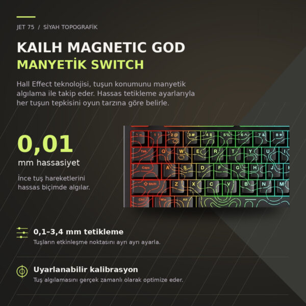 Mchose Jet 75 E Sport Black Topographic Kailh Magnetic God Manyetik Switch 8k Hz Hall Effect Hotswap Rgb İngilizce Gaming Klavye (hw Jet75 10) 3