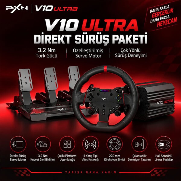 Pxn V10 Ultra Pc Xbox Oneseries Ps4 Uyumlu Direksiyon Seti 4