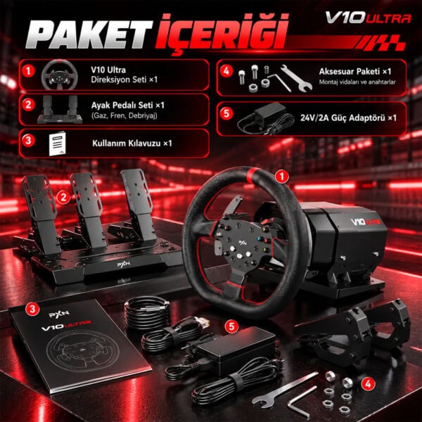 Pxn V10 Ultra Pc Xbox Oneseries Ps4 Uyumlu Direksiyon Seti 7