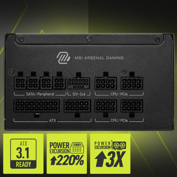 MSI MAG A1000GLS PCIE5 1000W Güç Kaynağı H3