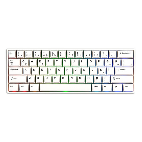 Akko Monsgeek Fun60 Max White Hall Effect Glare Manyetik Switch Rgb Kablosuz Hotswap Türkçe Mekanik Gaming Klavye 1