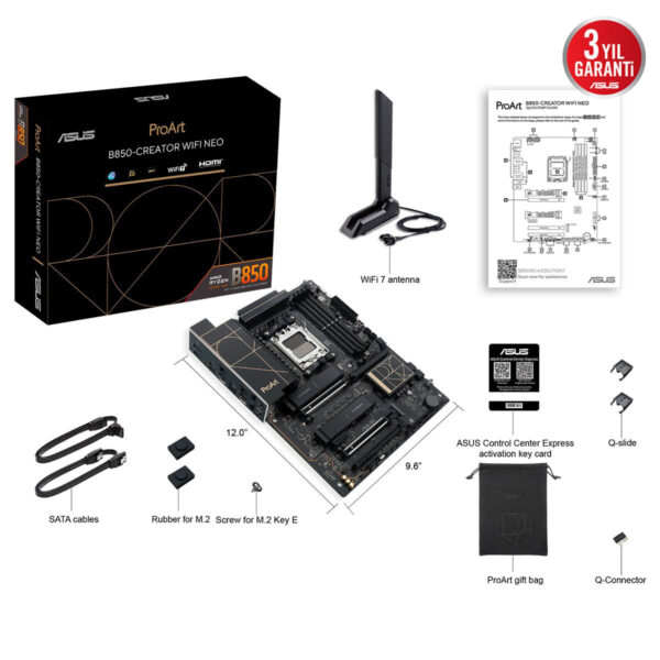 Asus Proart B850 Creator Wifi Neo 9000 Mhz (oc) Ddr5 Am5 Soket M.2 Hdmi Dp Atx Anakart 14