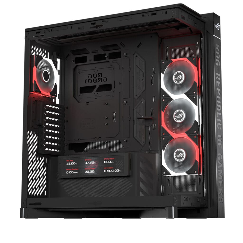 ASUS ROG Cronox ARGB Panaromik Temperli Cam LCD Ekranlı Full Tower E ...