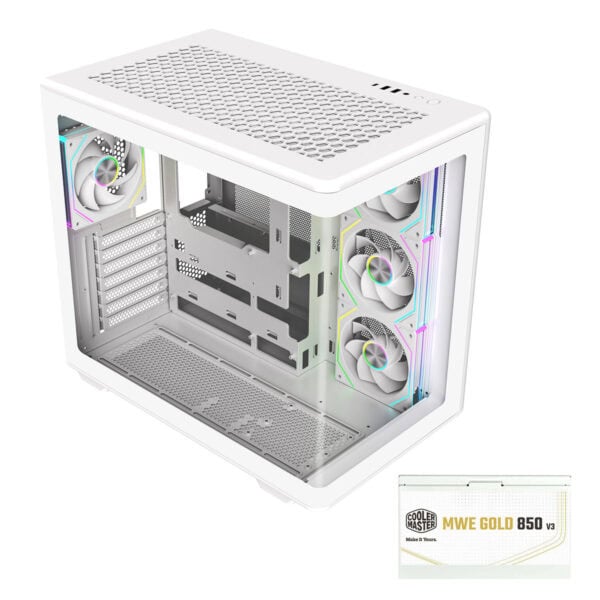 Cooler Master Elite 600 Beyaz 4x120mm ARGB Fan Temperli Cam USB 3.2 MWE V3 850W 80+ Gold Mid Tower ATX Gaming Kasa (E600-WGNN85-S01) - Görsel 7