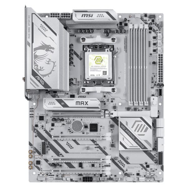 MSI MAG B850 GAMING PLUS MAX anakart, DDR5 RAM, AM5 soket, Wi-Fi 6E, M.2 slotları ve ATX form faktörü ile yüksek performans ve geniş bağlantı seçenekleri sunar.