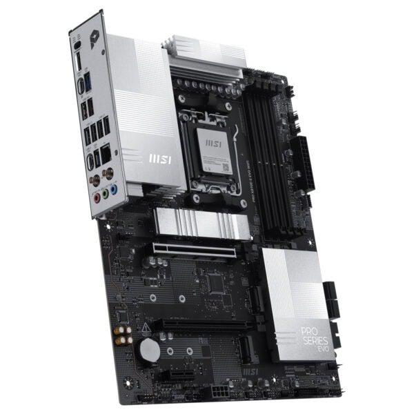 MSI PRO X870E-S EVO WIFI anakart, AMD AM5 soketli, DDR5 RAM, M.2 SSD ve HDMI çıkışlı, yüksek performanslı ve geniş bağlantı seçenekleriyle oyun ve profesyonel kullanım için ideal.