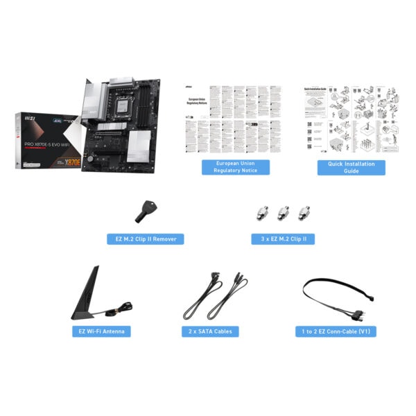 MSI PRO X870E-S EVO WIFI anakartı, DDR5 RAM, AM5 soket ve M.2 desteği ile yüksek performans sağlar. HDMI ve USB4 bağlantılarıyla gelişmiş bağlantı seçenekleri sunar.