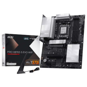 MSI PRO X870E-S EVO WIFI Anakart, AM5 soketli, DDR5 RAM, M.2 SSD, HDMI ve USB4 bağlantı özellikleriyle yüksek performans sağlar. Gaming ve profesyonel kullanımlar için ideal.