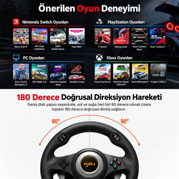 Pxn V3 Pro Siyah Pc Xbox Oneseries Ps4 Uyumlu Direksiyon Seti 9