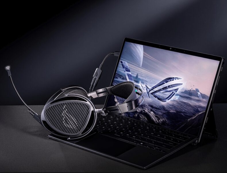 ASUS ROG Kithara 100 mm HIFIMAN düzlemsel manyetik sürücü gaming kulaklık ve dizüstü bilgisayar, PS5 uyumlu, yüksek ses kalitesi ve konfor sağlayan oyun ekipmanı.