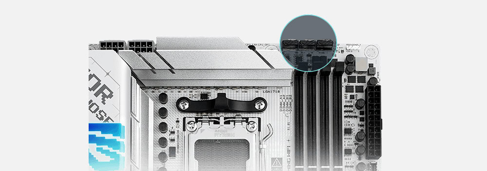 ASUS ROG Strix X870-A Gaming WiFi Anakart ve Kontrol Paneli, DDR5 8000MHz (OC) hızında, AM5 soketli, M.2 ve HDMI çıkışlı, ATX form faktörlü yüksek performanslı anakart.