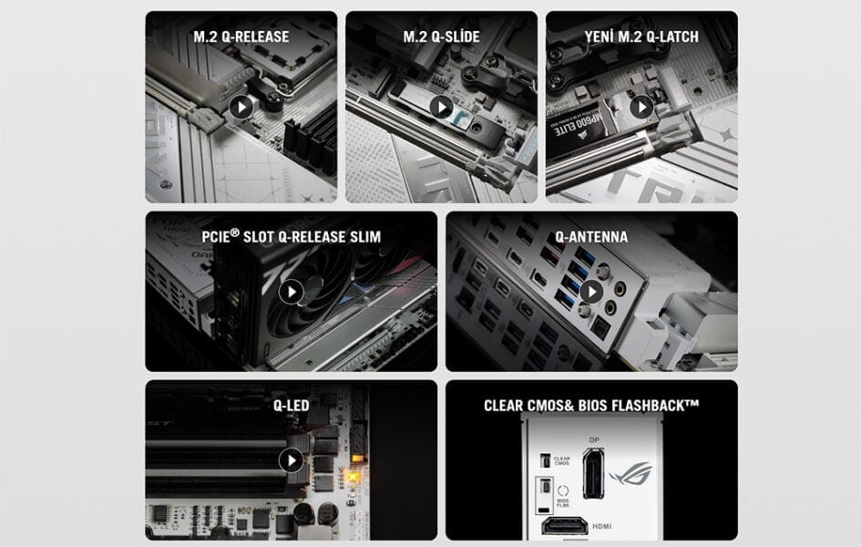 ASUS ROG Strix X870-A Gaming WiFi 8000MHz DDR5 Anakart, AM5 soket, M.2, HDMI, DP, ATX, yüksek performanslı anakart.