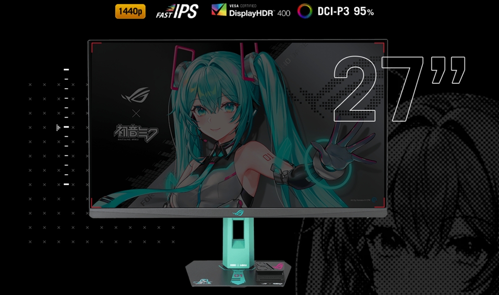 ASUS ROG Strix XG27ACMEG-G Hatsune Miku Edition Pivot Gaming Monitör H4