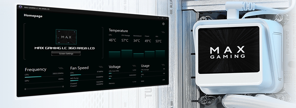 MAX Gaming LC 360 ARGB LCD White Edition