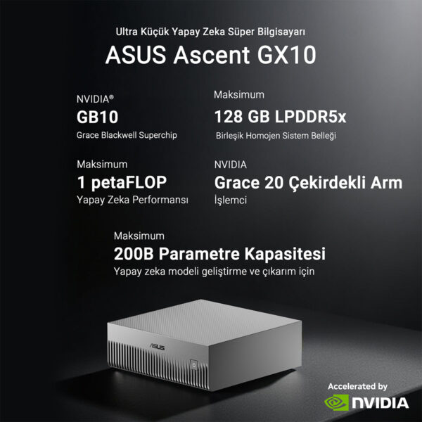 Asus Ascent Gx10 Gg0026bn Ubuntu Linux Arm Gb10 Cpu Blackwell Gpu 128gb Lpddr5x 2tb Ssd Yapay Zeka Super Bilgisayar Y14