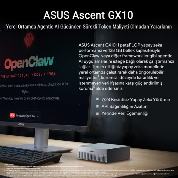 Asus Ascent Gx10 Gg0026bn Ubuntu Linux Arm Gb10 Cpu Blackwell Gpu 128gb Lpddr5x 2tb Ssd Yapay Zeka Super Bilgisayar Y16