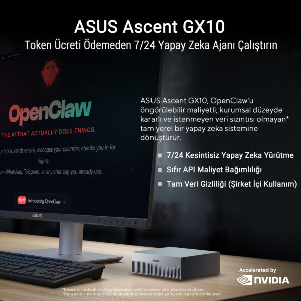 Asus Ascent Gx10 Gg0027bn Nvidia Gb10 Cpu Blackwell Gpu 128gb Lpddr5x 4tb Ssd Yapay Zeka Super Bilgisayar F16