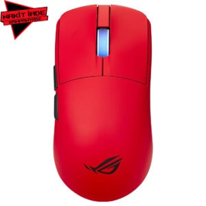 ASUS ROG Harpe II Ace kırmızı kablosuz gaming mouse, AimPoint Pro sensör ve ergonomik tasarımıyla yüksek performans sağlar. Oyunlarda hassasiyet ve hız sunan bu mouse, profesyonel oyuncular için ideal.