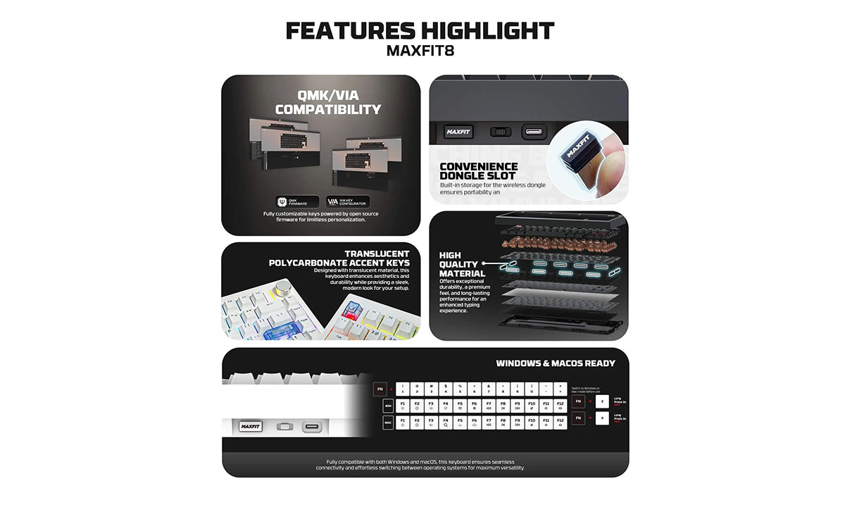 MAXFIT Keyboard: QMK/VIA Uyumluluğu ve Gelişmiş Özellikler