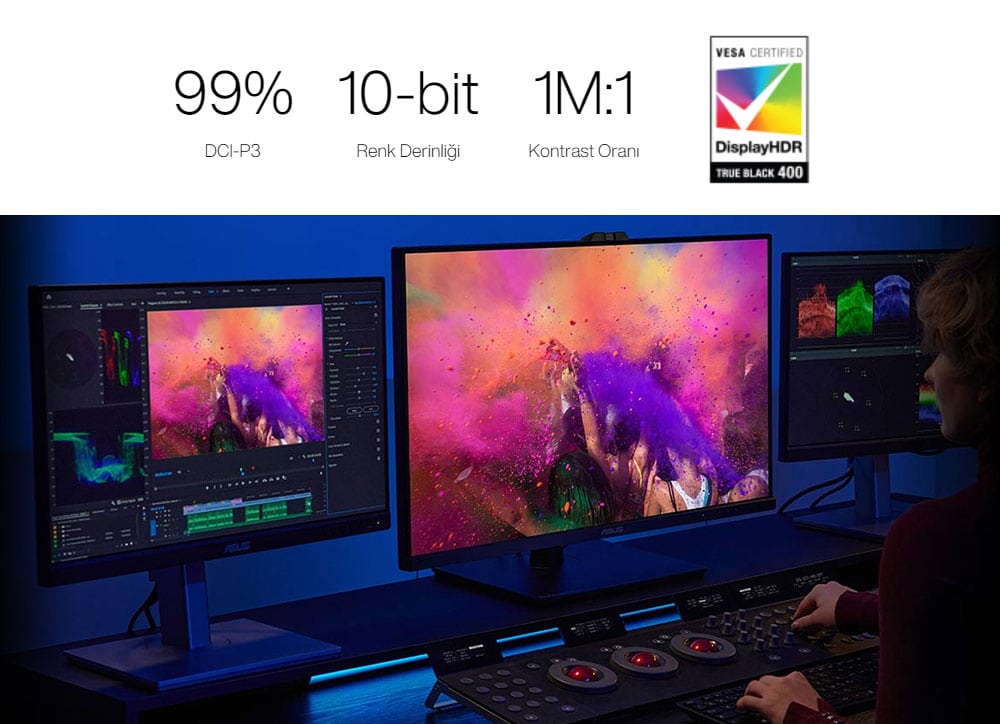 ASUS ProArt OLED PA32DC 31.5 inç 4K UHD OLED ekran, 60Hz yenileme hızı ve 1ms tepki süresi ile profesyonel grafik ve video düzenleme için ideal. Pivot fonksiyonu ve geniş renk gamı ile üstün görsel de.