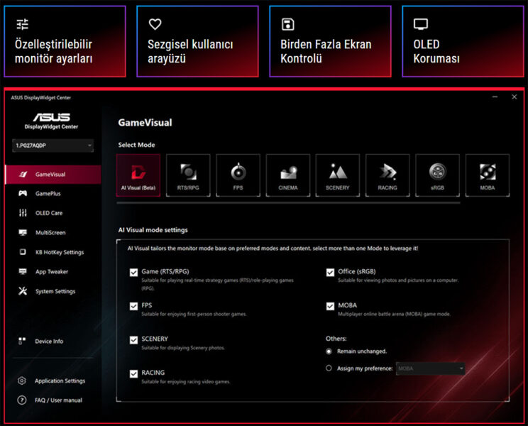 ASUS ROG Strix OLED XG27ACDNG Gaming Monitör H21