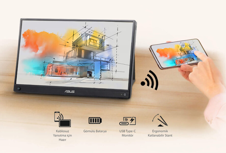 ASUS ZenScreen GO MB16AWP Monitör yh4
